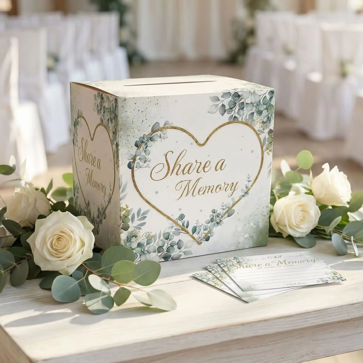 Wedding Card Box - Biała kwiatowa skrzynka na kartki ślubne,